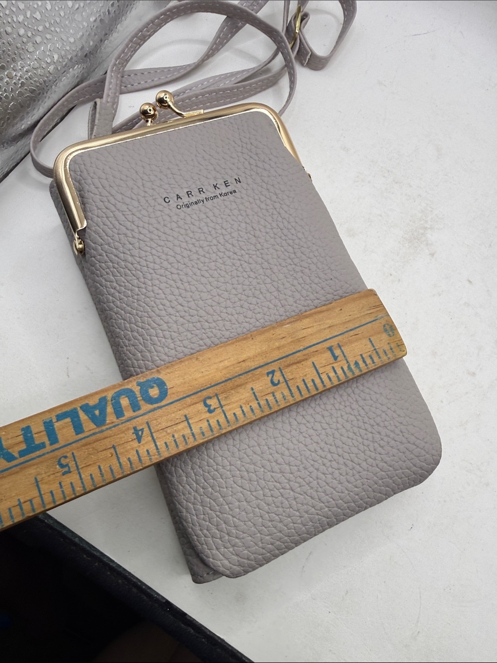NWOT Carr Ken Crossbody Purse Bag Wallet Clutch Phone Gray Kiss Lock Convertible - Picture 10 of 13